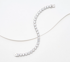 Diamonique Classics Blossom Cut Sterling Silver Tennis Bracelet