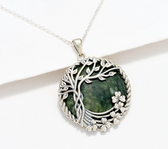 Connemara Marble Irish Fairy Tree Pendant with 18" Chain