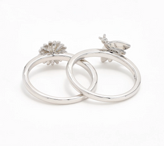 Fado Sterling Silver Set of 2 Irish Garden Stackable Rings Size 6
