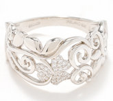 Solvar Sterling Silver Pave Shamrock Band Ring Size 8