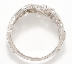 Solvar Sterling Silver Pave Shamrock Band Ring Size 8