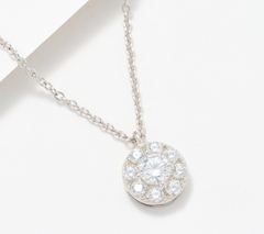 Diamonique Classics Sterling Silver Pendant with Chain 18"