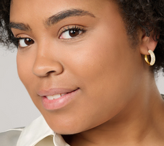 Diamonique Pave Hoop Gold Clad Sterling Silver Earrings