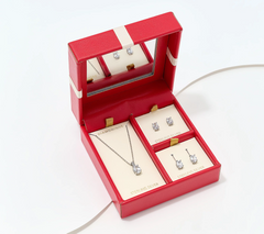 Diamonique Sterling Silver Set of 3 Oval Pendant and Earrings Set