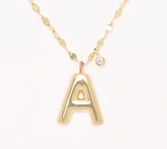 Diamonique 14K Plated SS Boxed Layered Chain w/"A" Initial Necklace