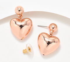Joan Rivers Rosegold Tone Polished Heart Drop Earring