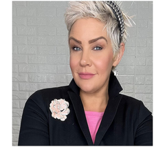 Joan Rivers Silver Tone Blooming Gardenia Pink Flower Pin