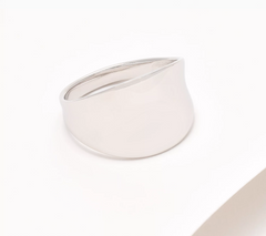 Silver Style Sterling Silver Concave Design Band Ring, Size 6