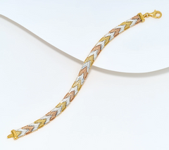 UltraFine 950 Silver Tri Tone Silver/Gold/Rose Riccio Bracelet Avg