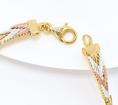 UltraFine 950 Silver Tri Tone Silver/Gold/Rose Riccio Bracelet Avg