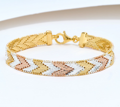 UltraFine 950 Silver Tri Tone Silver/Gold/Rose Riccio Bracelet Avg