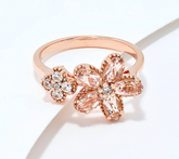 Affinity Morganite Flower Rose Tone Sterling Silver Ring Size 7