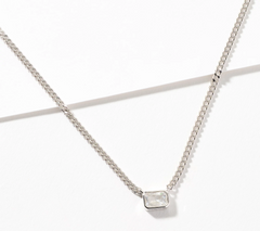 Diamonique Sterling Silver Classics Emerald Cut Necklace