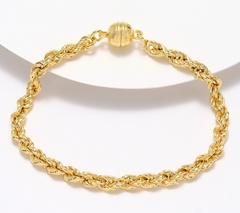 UltraFine 950 Silver Magnetic Rope Bracelet 18K Gold Plated Avg