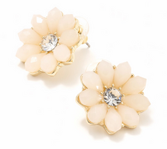 Joan Rivers Gold Tone Ivory Flower Button Post Earrings