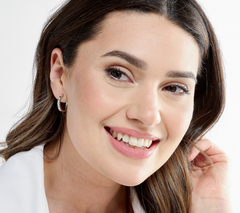 Diamonique Gold-Over SS Classics Clear Emerald Hoop Earrings