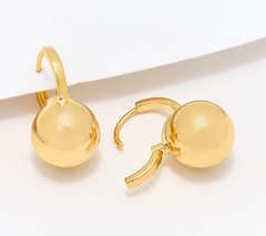 UltraFine 950 Silver Gold Tone Bead Drop Hoop Earrings