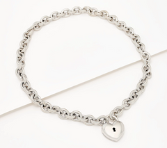 David Markstein White Bronze Removable Heart Lock 18" Necklace