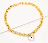 David Markstein Two Tone Bronze Removable Heart Lock 18" Necklace