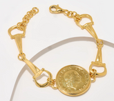 David Markstein Gold Tone Sterling Silver Lira Coin Equestrian Bracelet Avg