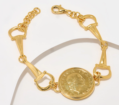 David Markstein Gold Tone Sterling Silver Lira Coin Equestrian Bracelet Avg