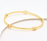 David Markstein Bronze Emerald Cut Citrine 18K Gold Plated Bangle Small