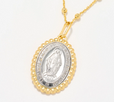 David Markstein Sterling Silver Two Tone Miraculous Medal Medallion 18" Necklace