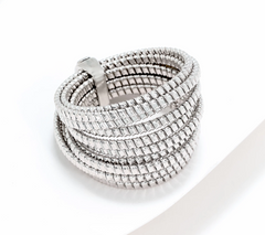 David Markstein Sterling Silver Multirow Highway Tubogas Ring Size 8