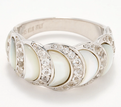 David Markstein Sterling Silver White Topaz/MOP Band Ring Size 7