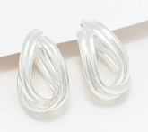 UltraFine 950 Silver Wrapped 1-1/8" Curved Hoop Earrings