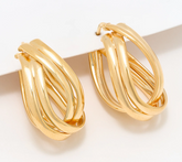 UltraFine 950 Silver Gold Tone Wrapped 1-1/8" Curved Hoop Earrings