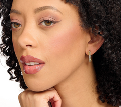 Diamonique Gold Clad Sterling Silver Crossover Hoop Earring