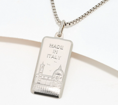 David Markstein Bronze Silver Tone Ingot Pendant with 17 + 3" Chain