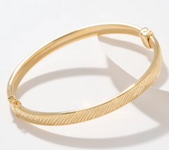 UltraFine 950 Silver Diamond Cut Rectangular Gold-Over SS Bangle Avg