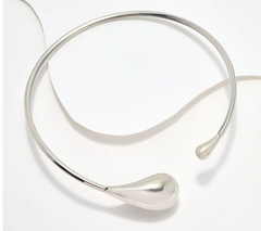 Susan Graver Silver Tone Flex Drop Choker Necklace