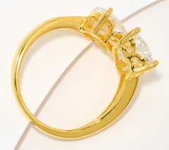 Diamonique Gold Clad Sterling Silver Double Heart Ring Size 9