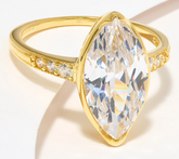 Diamonique Gold Clad Sterling Silver Classics Marquise Ring, Size 6