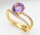 Christian James by Scott Grimes 14K Gold Clad Amethyst Gemstone Ripple Band Ring Size 7