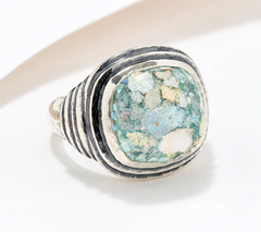 Or Paz Sterling Silver Cushion Cut Roman Glass Ring Size 11