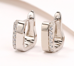 Diamonique Rhodium-Plated Sterling Silver Curvy Huggie Hoops