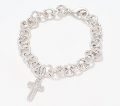 Accents by Affinity Sterling Silver Cross Charm Bracelet Avg