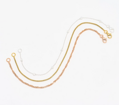 UltraFine 950 Silver Tri Tone Set of 3 Bracelets Avg