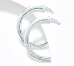UltraFine 950 Silver Tone Safety Lock 1" Hoop Earrings