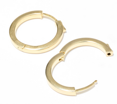 UltraFine 950 Silver Gold Tone Safety Lock 1" Hoop Earrings