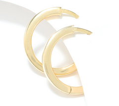 UltraFine 950 Silver Gold Tone Safety Lock 1" Hoop Earrings