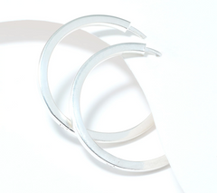 UltraFine 950 Silver Safety Lock 1-1/2" Hoop Earrings