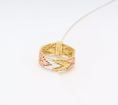 UltraFine 950 Silver Riccio Tri Tone Ring Size 9