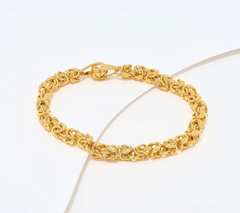 UltraFine 950 Silver Gold Tone Byzantine Chain Magnetic Clasp Bracelet Small