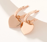 UltraFine 950 Silver Rose Gold Tone Heart Motif Earrings