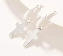 UltraFine 950 Silver Cross Motif Earrings